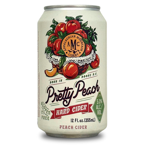 beers of america. Appalachian Mountain Cidery, Pretty Peach, 5% ABV. Hard Cider. 355ml Craft ale beer can