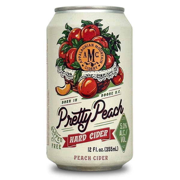 beers of america. Appalachian Mountain Cidery, Pretty Peach, 5% ABV. Hard Cider. 355ml Craft ale beer can