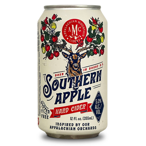 beers of america. Appalachian Mountain Cidery, Southern Apple, 5% ABV. Hard Cider. 355ml Craft ale beer can