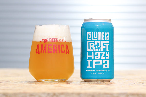 beers of america. Columbia Craft, Hazy IPA, 6% ABV. New England Style India Pale Ale. 355ml Craft ale beer can