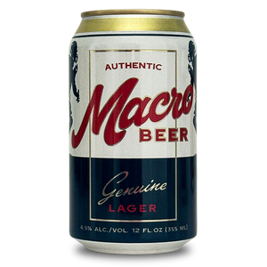 Macro, Genuine Lager, 4.5% ABV. 355ml Craft ale beer can