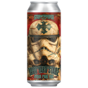 The Empire beer. Stormtrooper beer. 1000 yard stare, IPA, India Pale Ale, 6.6% ABV. 440ml Craft ale beer can