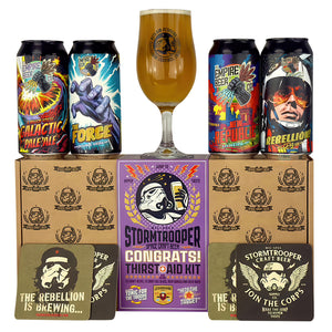 Stormtrooper beer. The empire beer. Congrats gift pack, 4 440ml can pack. Beer gift pack. Gift pack with glass.
