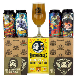 Stormtrooper beer. The empire beer. Thank you gift pack, 4 440ml can pack. Beer gift pack. Gift pack with glass.